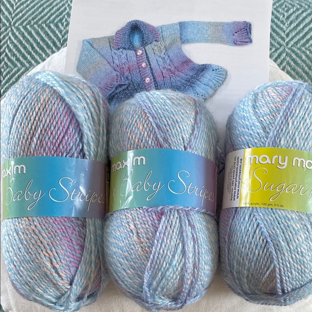 Mary Maxim Baby Stripes Yarn Cardigan Kit
